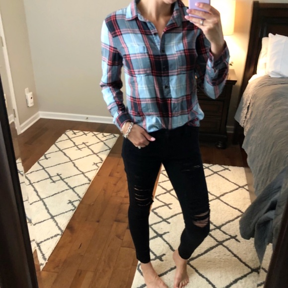 Tops - Plaid Top with Buttons